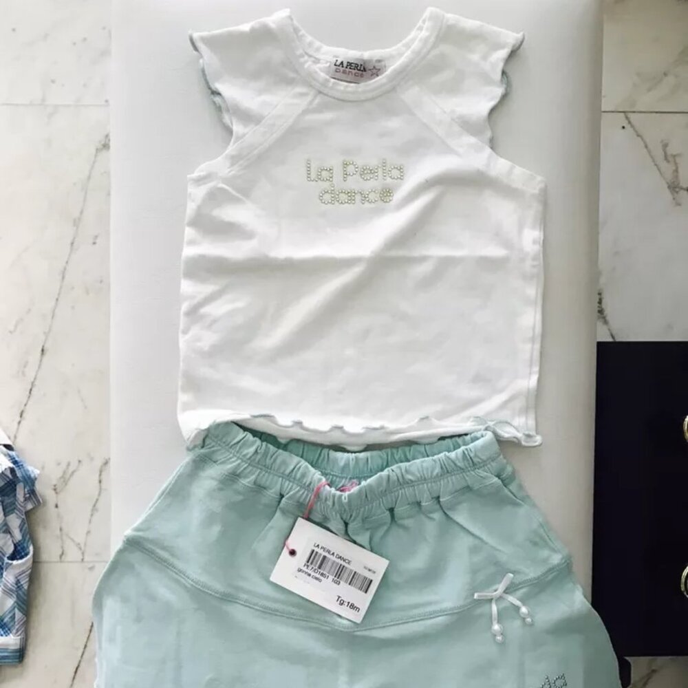 La Perla Designer Kids Girls Outfit Shirt Top Skirt 18m